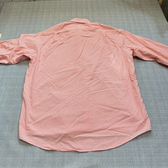 Lacoste Shirt Mens 44‎ US XL Orange White Check Gingham Button Up Long Sleeve* - Picture 4 of 11